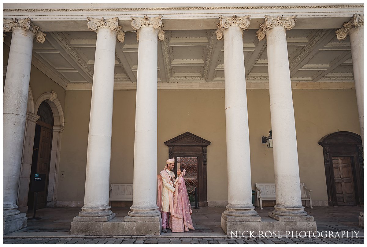  Bride and groom wedding photography for a Hindu Wedding at Hampton Court Palace 