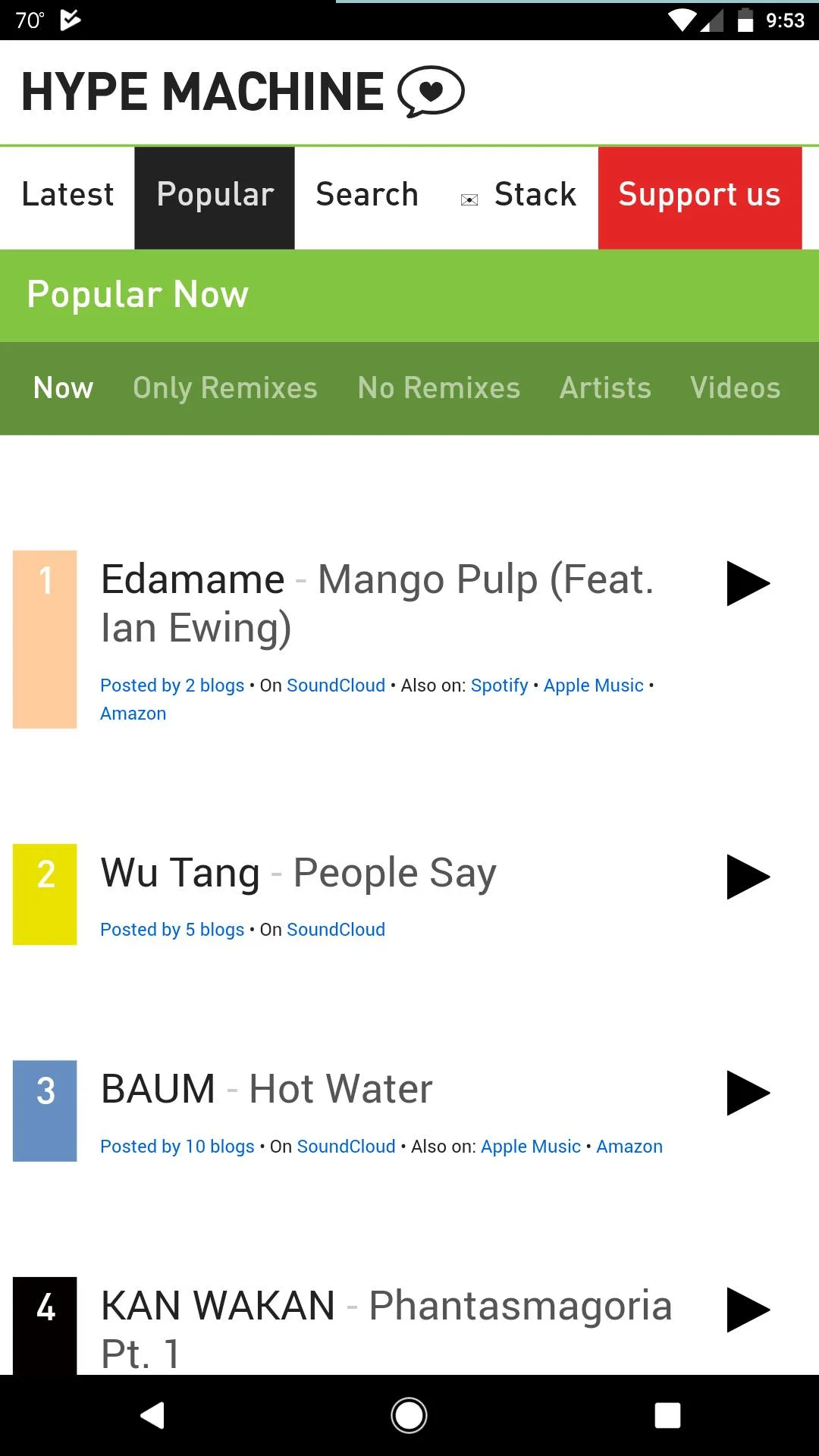 Mango Pulp lands at #1 on Hype Machine