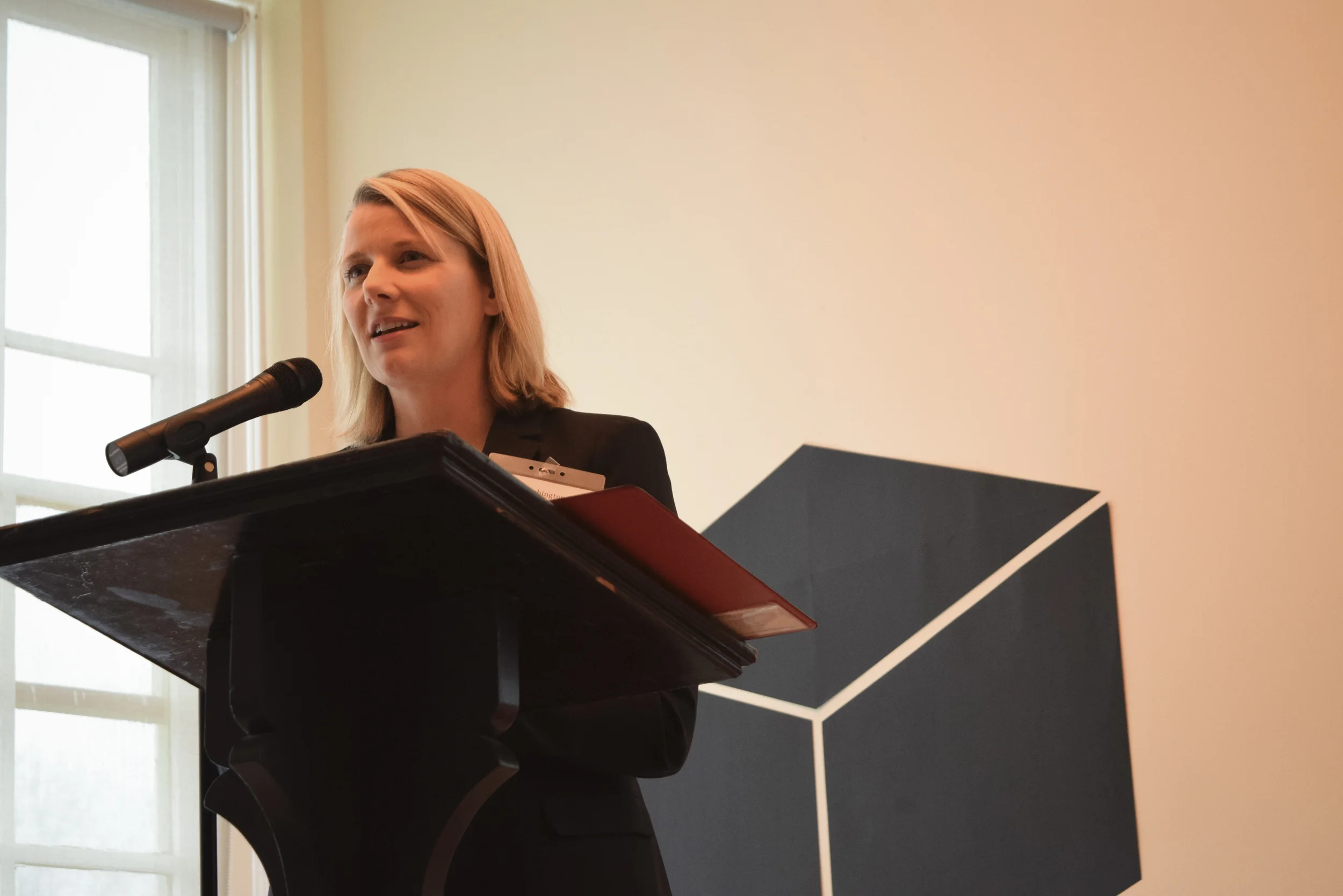 Patti Hearn, Head of School, addressing guests about the Myth of Effortless Perfectionism