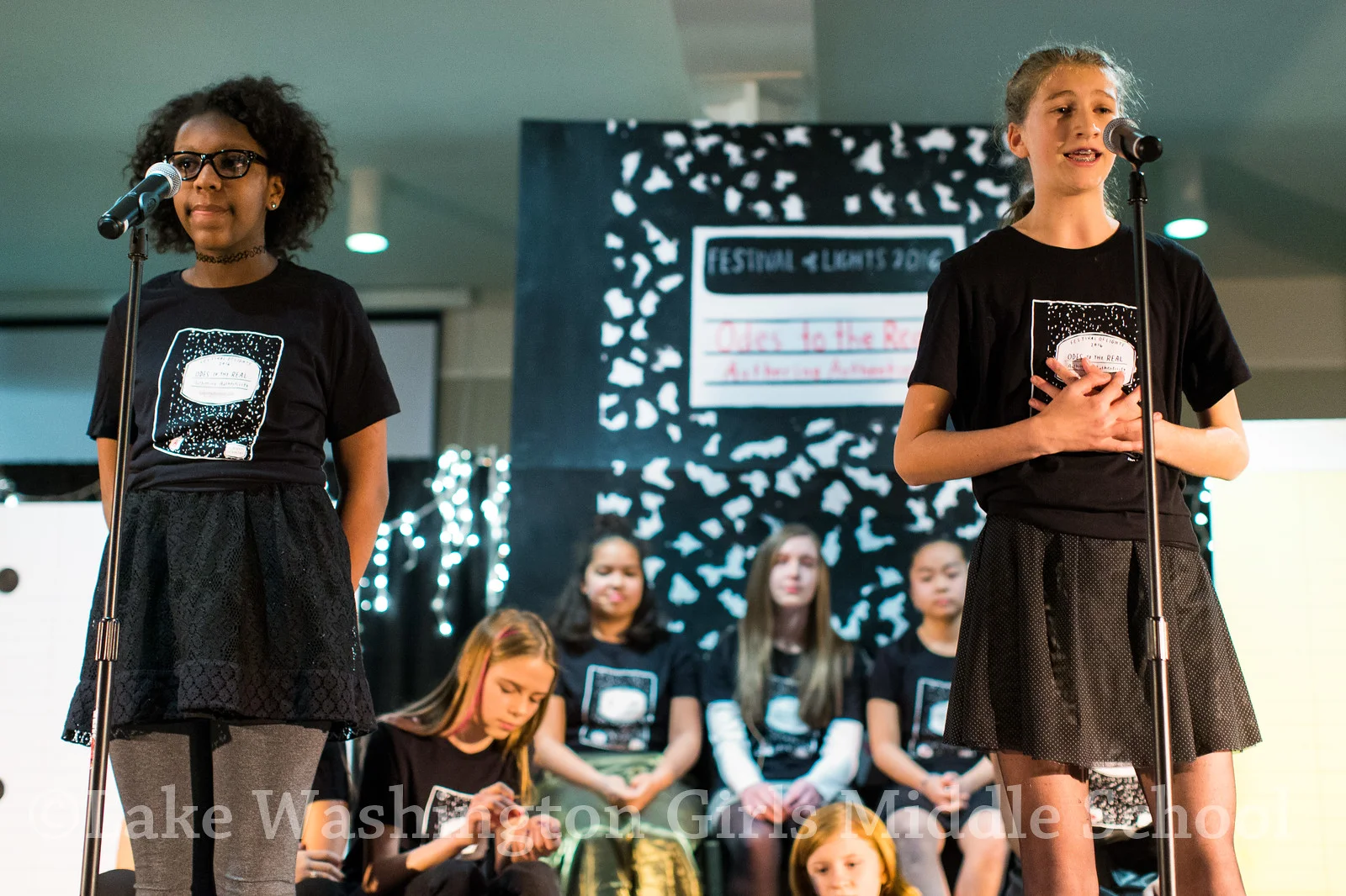 Lake Washington Girls Middle School's Festival of Lights, a night of poetry, in Seattle on Thursday, December 15, 2016. Photo by Dan DeLong