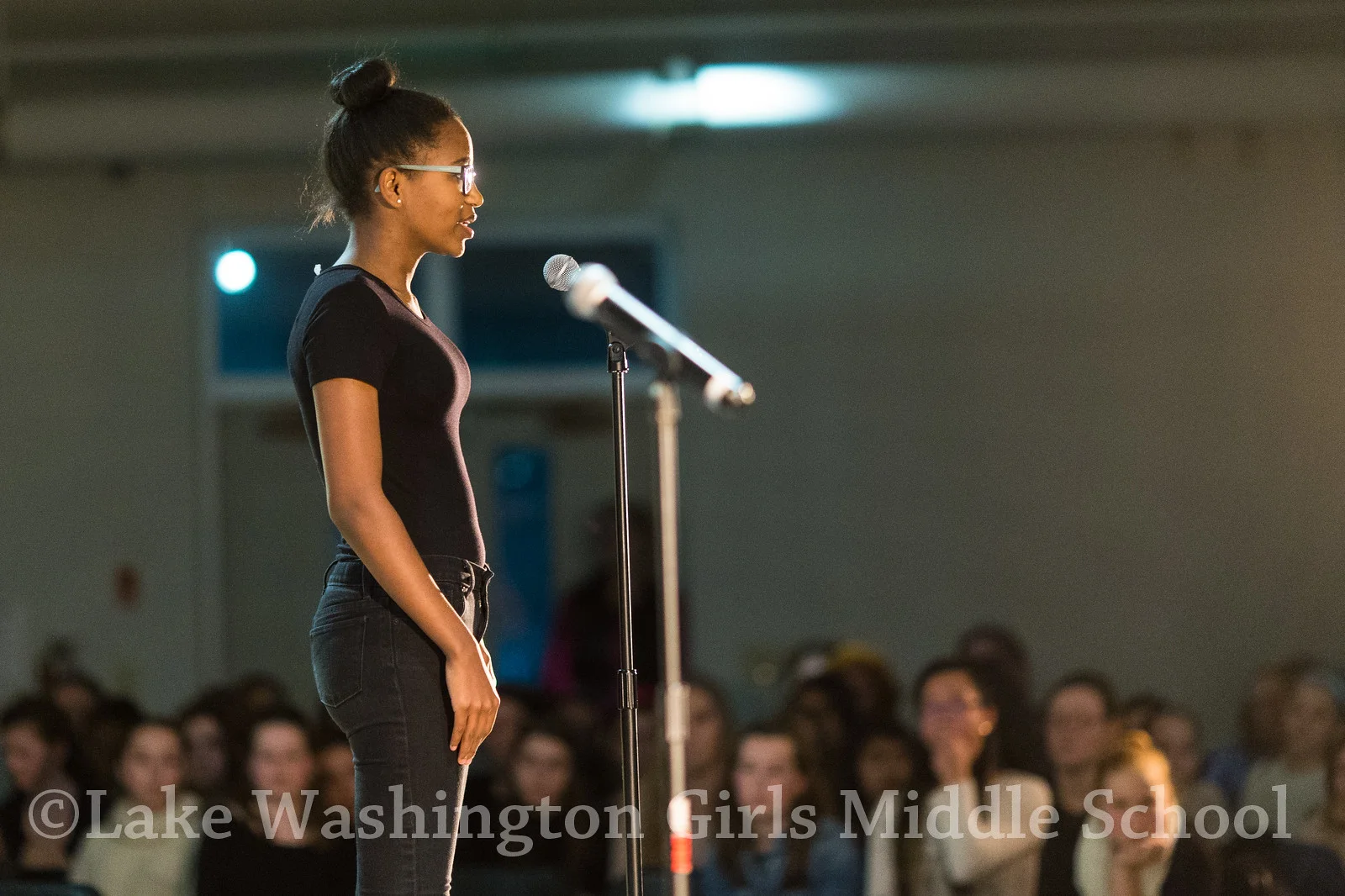 Lake Washington Girls Middle School's Festival of Lights, a night of poetry, in Seattle on Thursday, December 15, 2016. Photo by Dan DeLong