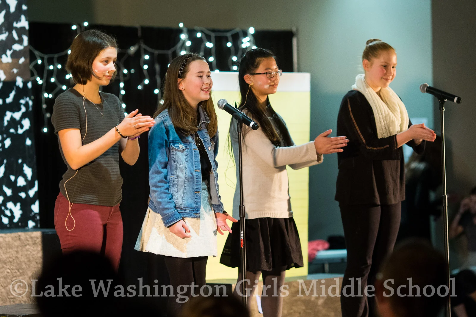 Lake Washington Girls Middle School's Festival of Lights, a night of poetry, in Seattle on Thursday, December 15, 2016. Photo by Dan DeLong