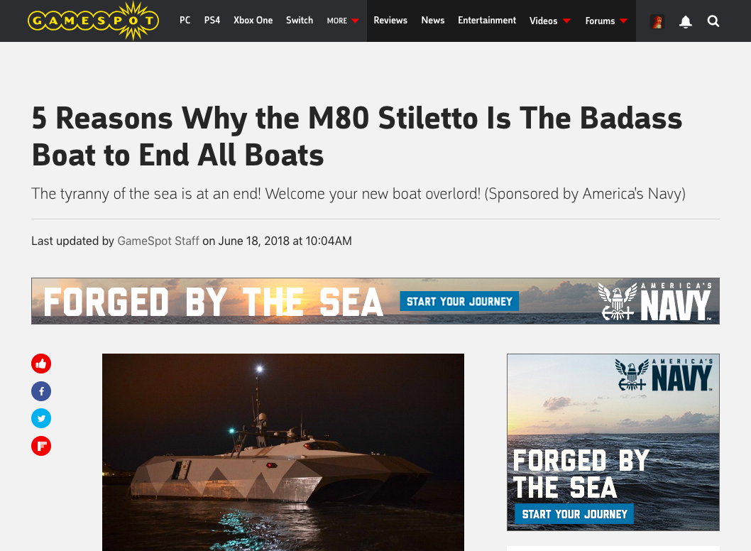 Article for America's Navy on GameSpot