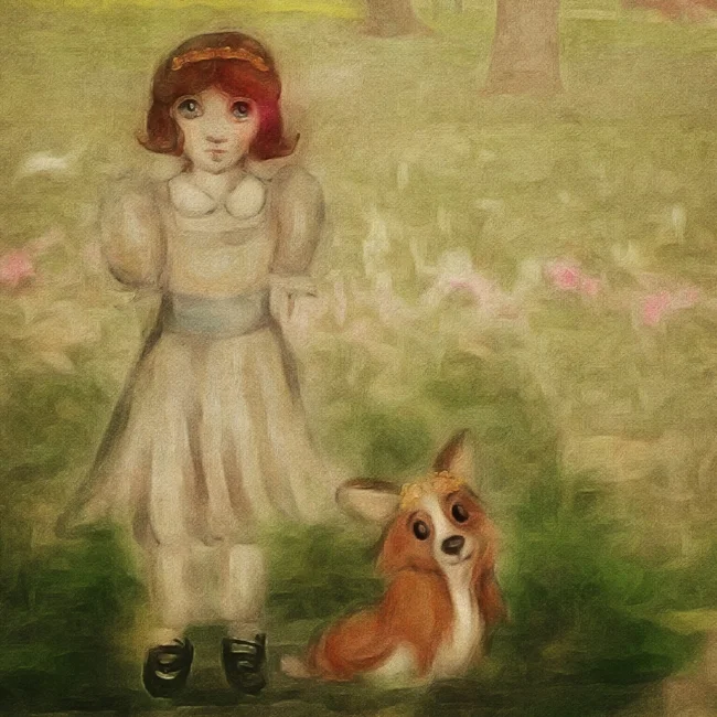 Queen Elizabeth with Dookie illustration