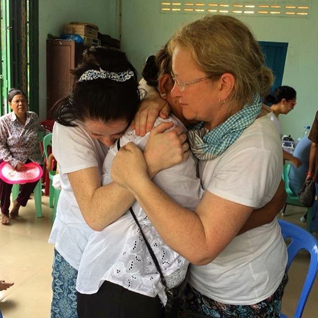 Caz and Gab both in tears. This lovely ladies husband died yesterday, and she broke our hearts &hearts;️ #connectwithcambodia