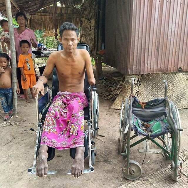 If anyone has been following our blog, you would remember we bought a new wheelchair for a paralysed man with pressure sores. Here he is. He has received his new wheelchair #connectwithcambodia #cambodia