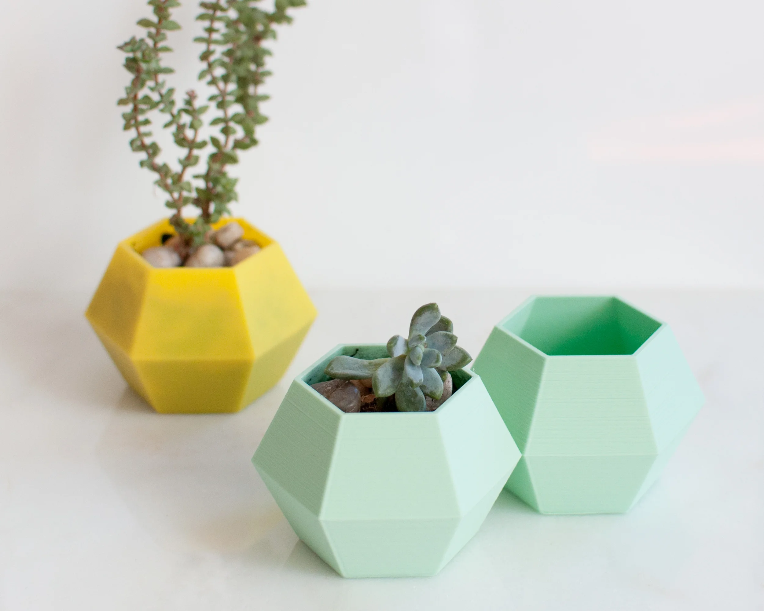 Mint and Yellow Planters