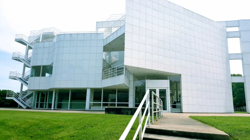 Photo of Richard Meier's Atheneum from Historic New Harmony