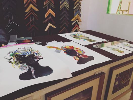 New work getting fitted for frames at AA Framing in Belleville.