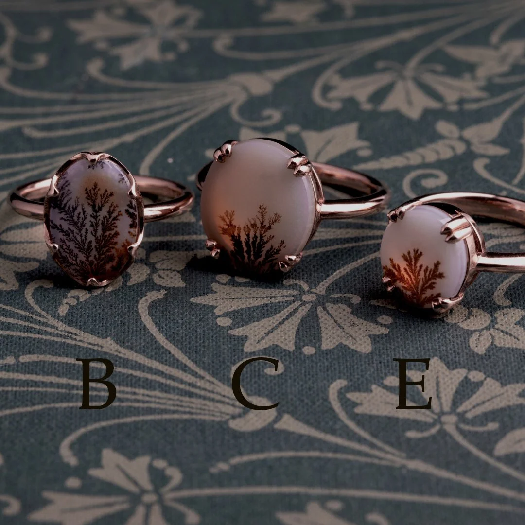 Rose Gold Dendritic Agate Rings