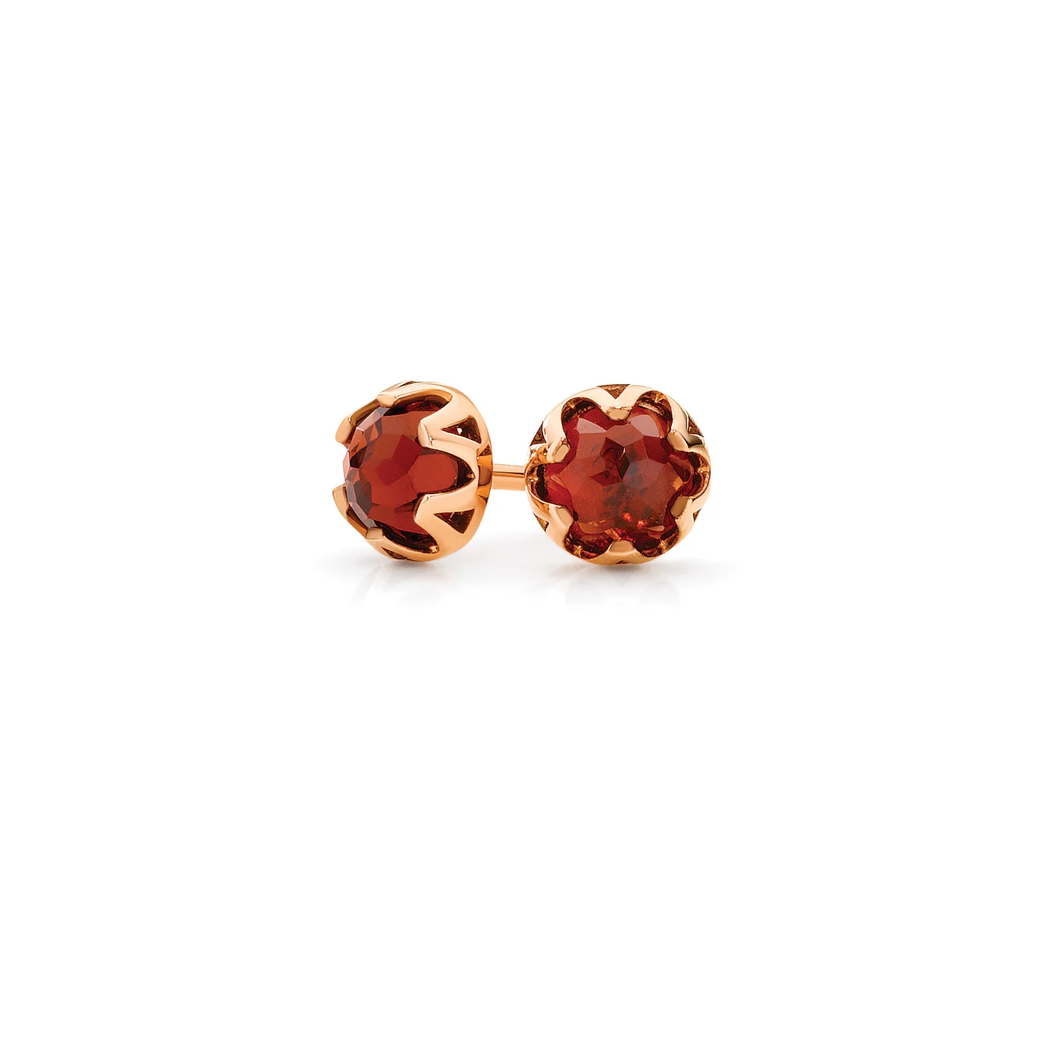 Rose Gold Garnet Crown Earrings