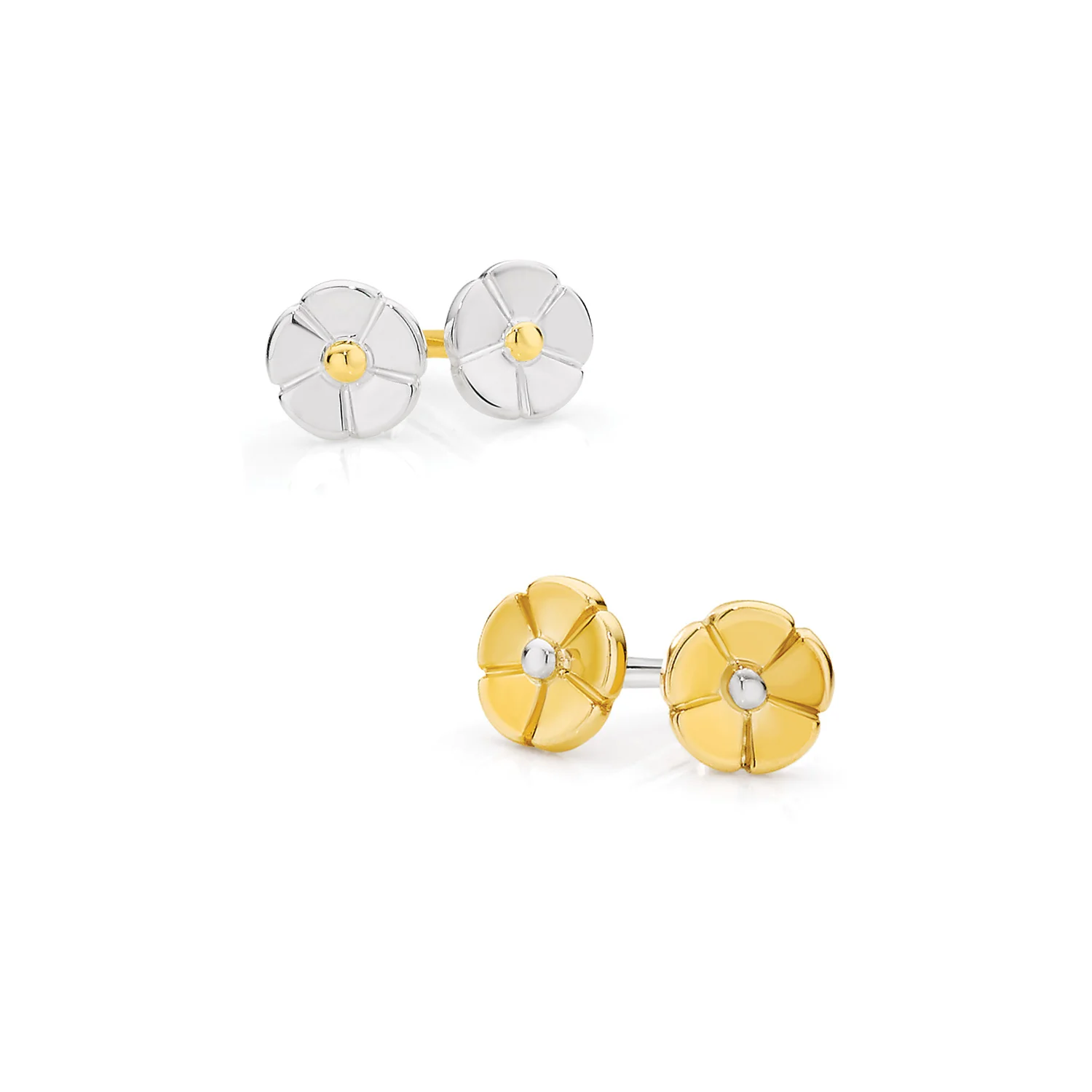 gold flower stud earrings