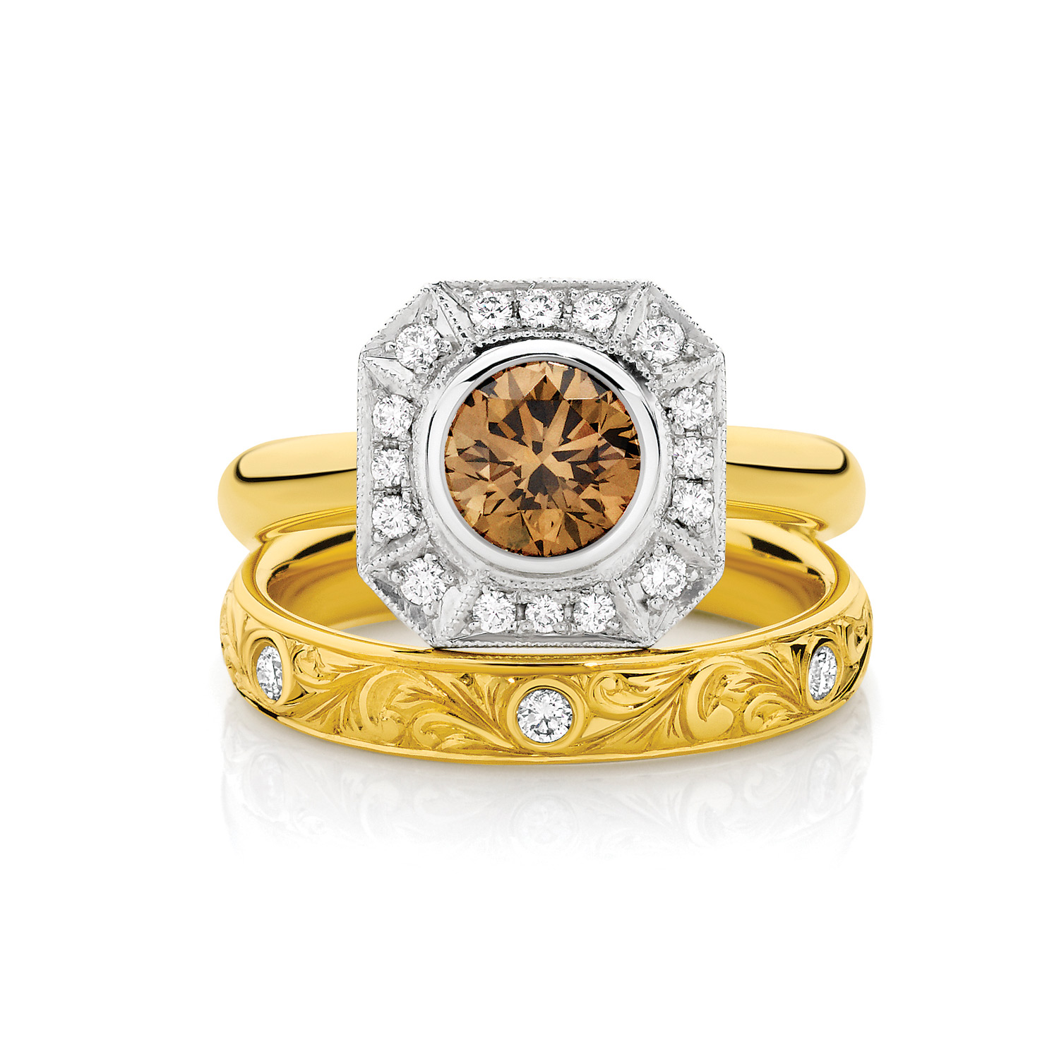 Yellow Gold Champagne Diamond Tatiana Engagement Ring