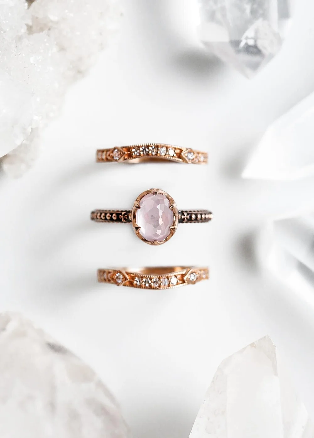 Rose Quartz Rosary Ring