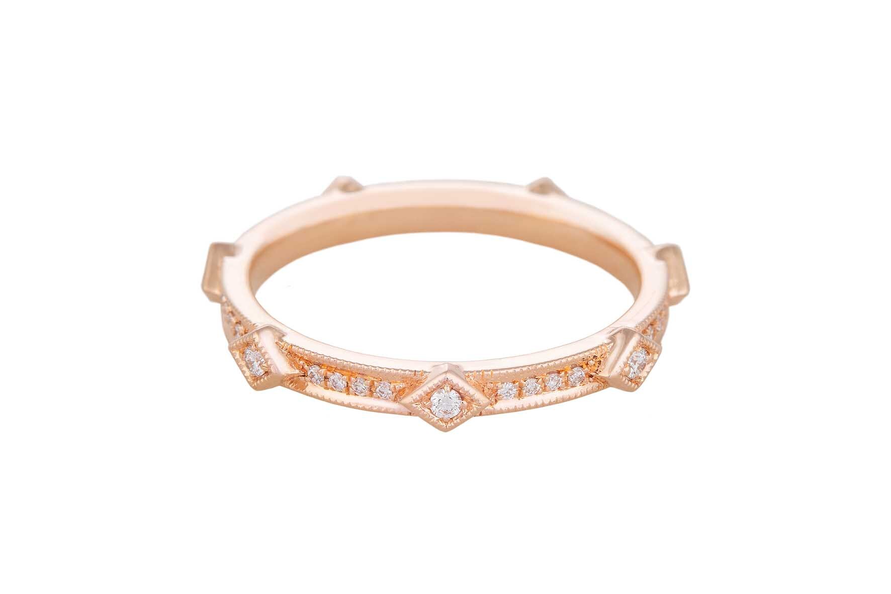 Wedding Band in Rose Gold and White Diamonds