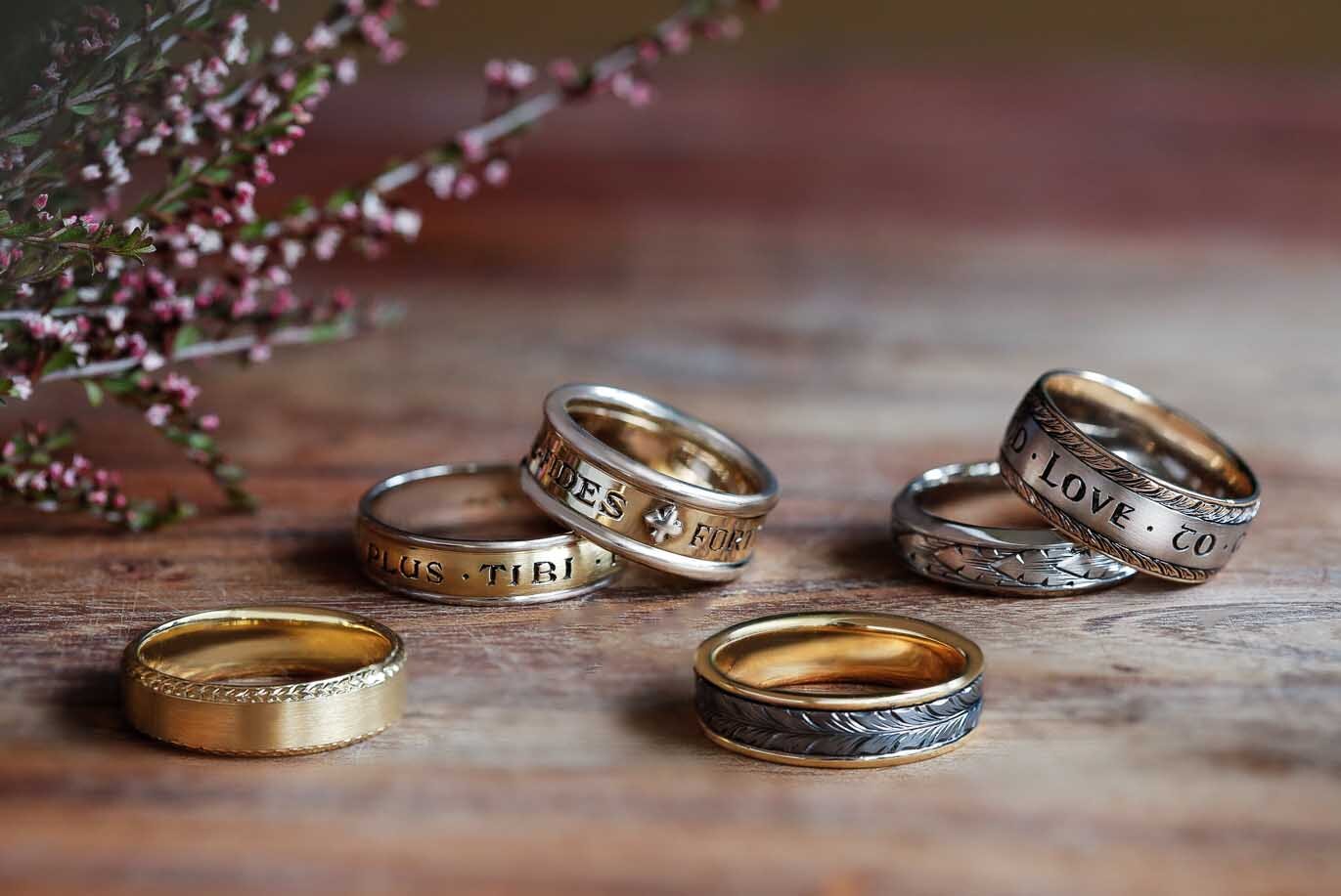 The Haywood & The Huntress - Gold and Antler Wedding Ring Set – Rustic and  Main