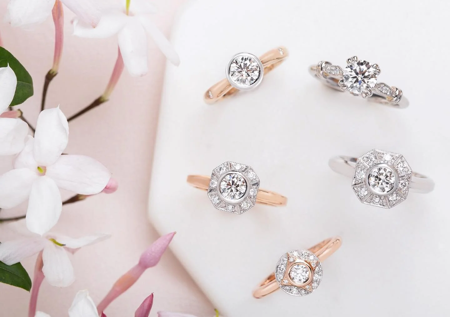 Spring is finally here and with it blooms divine bridal designs by Victoria Buckley. Be inspired by blushing rose gold and stunning white diamonds, with a growing selection of coloured gemstones set in your choice of white, yellow or rose gold. Come see us in store to view our range or to start a custom design of your very own! ✨
.
.
#engagementring #rosegoldengagementring #diamondengagementring #diamondring #sydneyengagementrings #designerring #ringbling #shesaidyes #rosegold