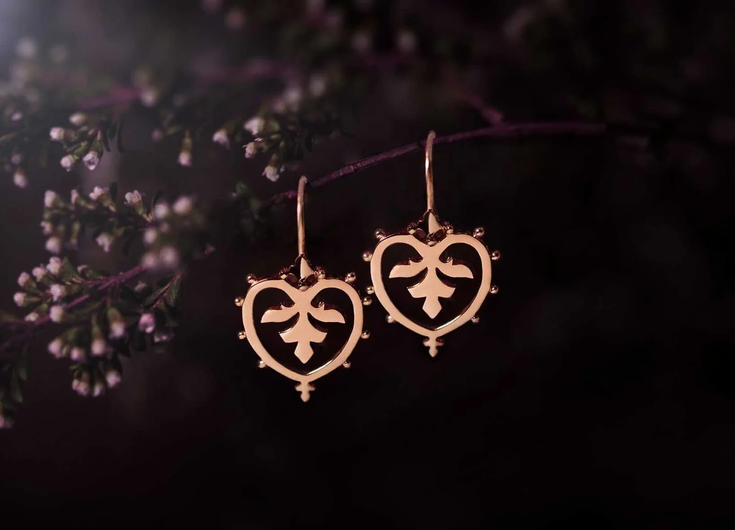Rose Gold Gold Earrings Heart Design Mismatched Crystal Heart