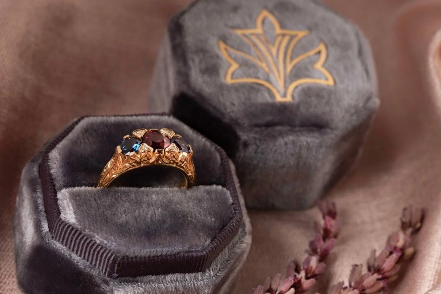 Found another photo that hadn&rsquo;t  been posted of  this Spinel bridge ring .

This is my modern take on a Victorian Bridge ring , with much deeper carving and a more solid structure than the antique variants remaining today .  Diamond set claws h