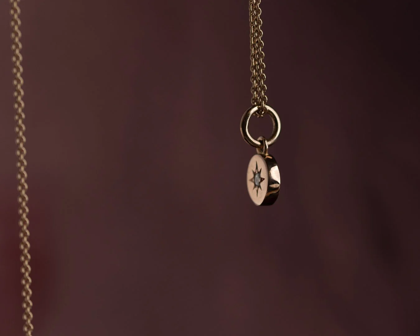 Rose gold diamond set disc pendant