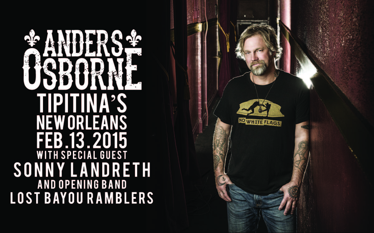 Pleased to announce that Sonny Landreth will be sitting in with Anders at Tipitina's! The Lost Bayou Ramblers will also be opening up the show. This is shaping up to be a good one- get tickets here!