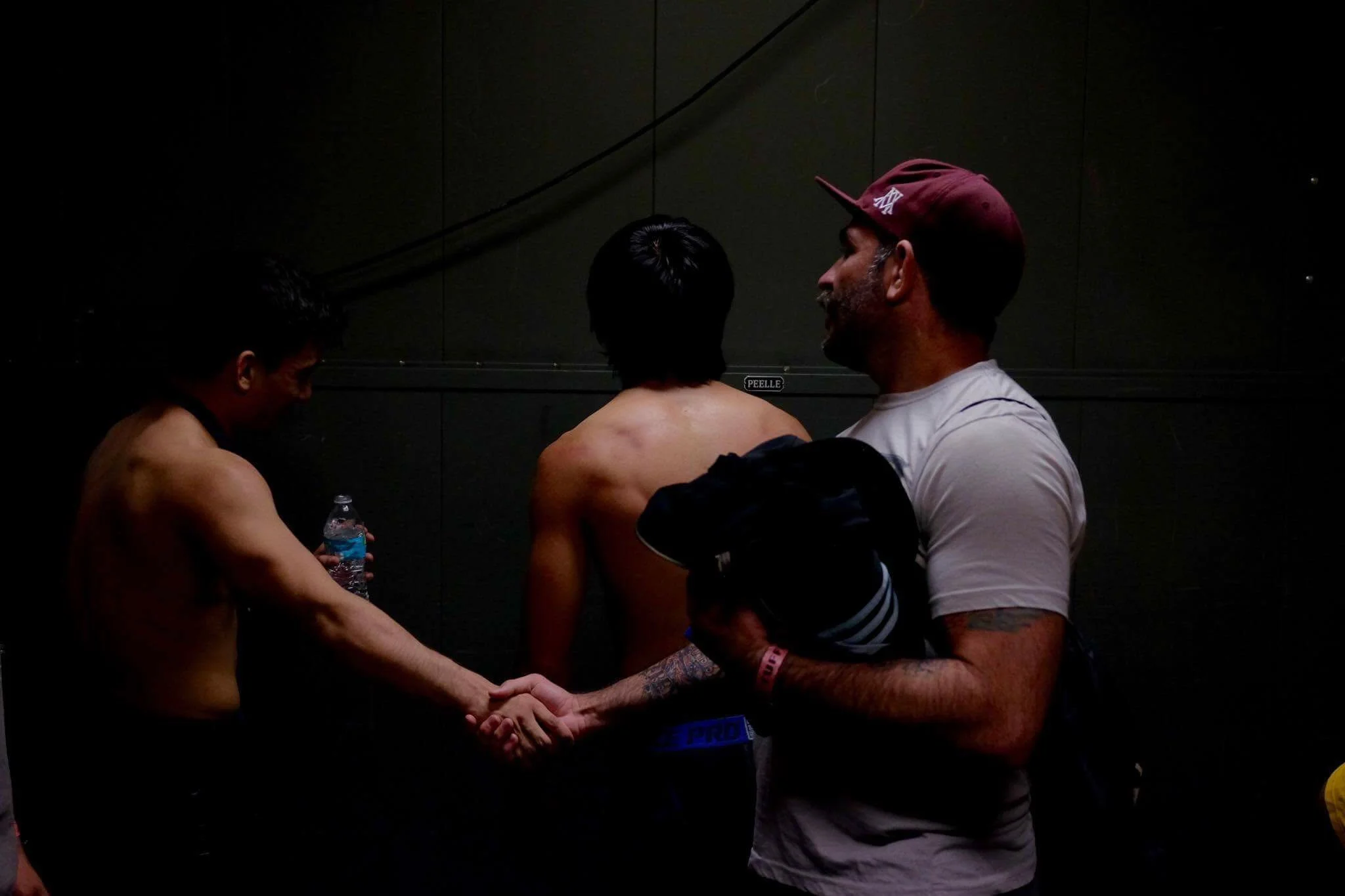 John Freeman and Casey Halstead shaking hands. Freeman is a stud and a nice guy.