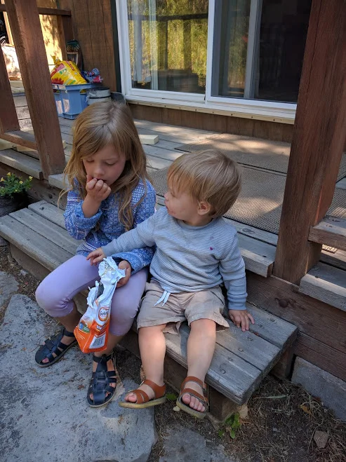 Enjoying some freshly caught fish in Montana.