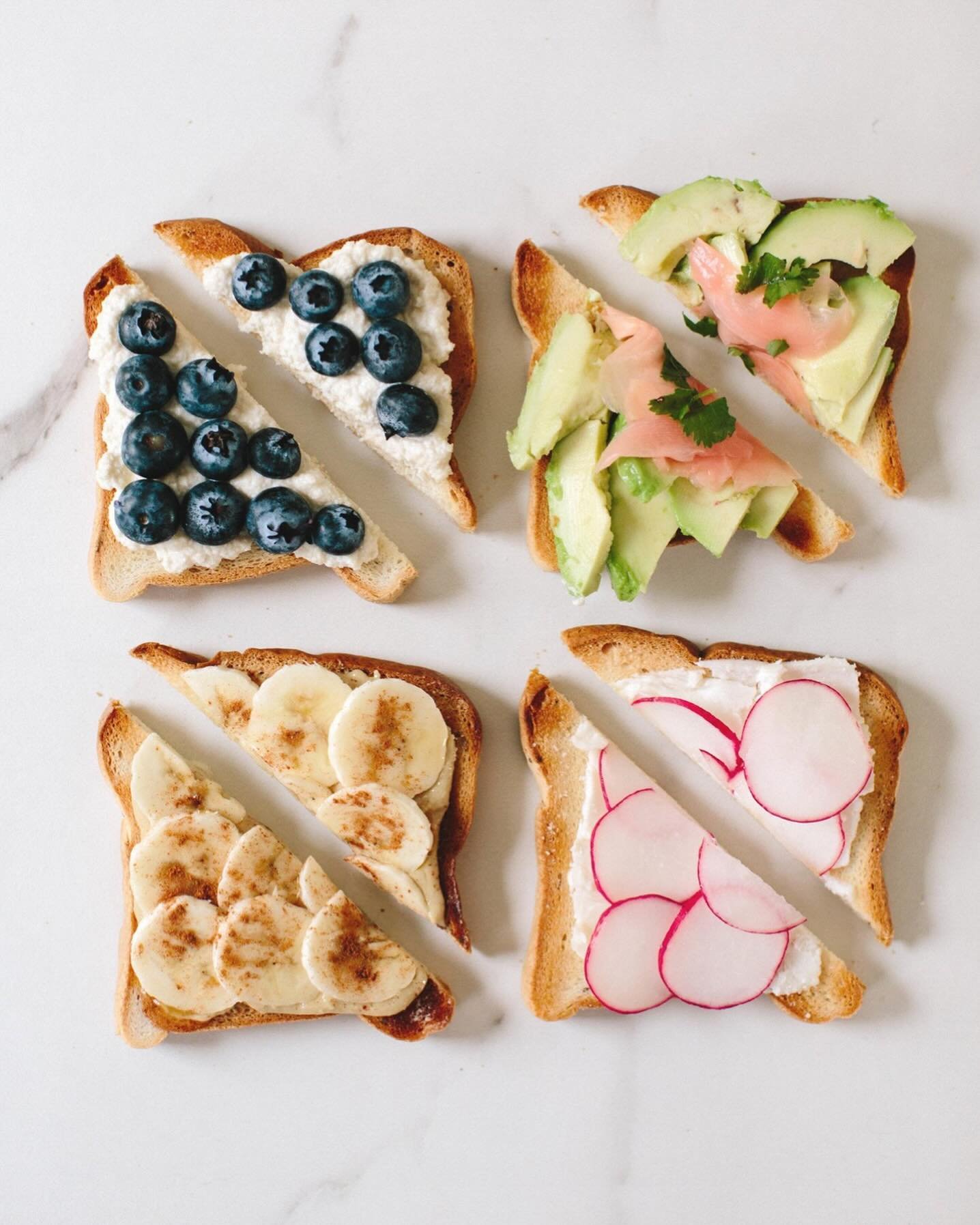 Toast is a staple in our house. It&rsquo;s easy, versatile, and just makes me so dang happy. 😊 

If you&rsquo;re a toast lover like myself here are a few ways you can mix up your daily toast. 

Whether it&rsquo;s breakfast, lunch, dinner, or a snack