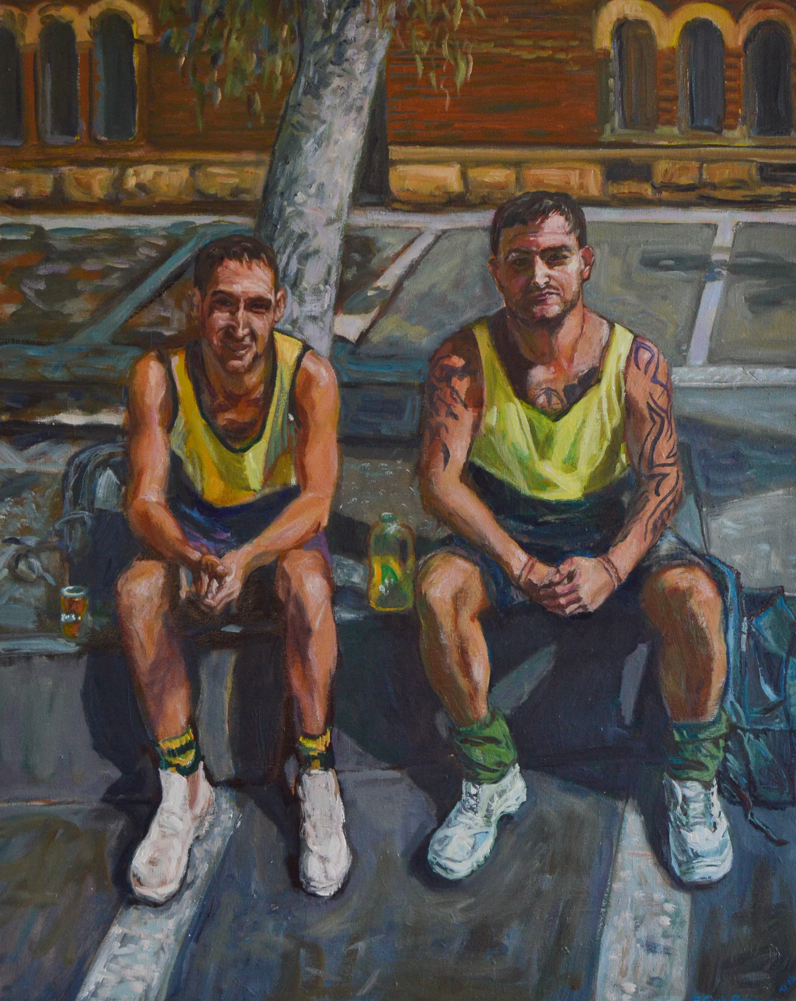 Two Painters Outside National Art School Sydney 2013 oil on canvas 75.5cms x 60.5cms (unframed) $500