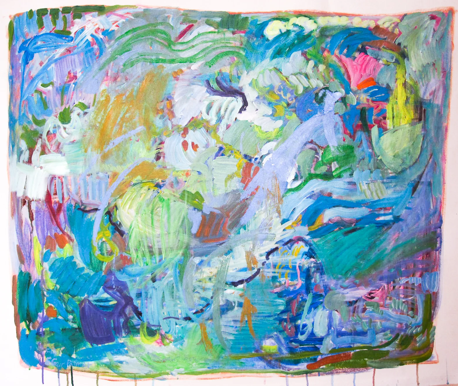 Carnivale - Painting to Vivaldi 2014 acrylic on unstretched canvas 93cms x 112.5cms (unframed) $2000