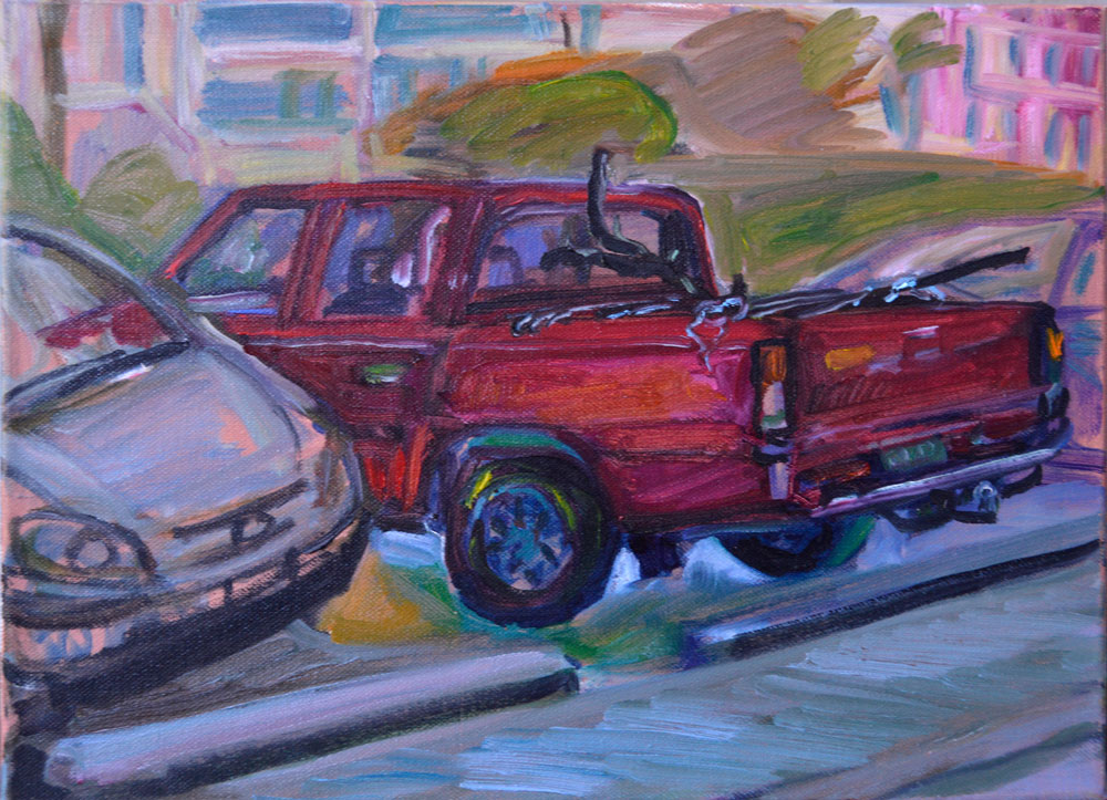 Old Red Toyota Ute 2013 oil on canvas 31cms x 40cms (unframed) $260