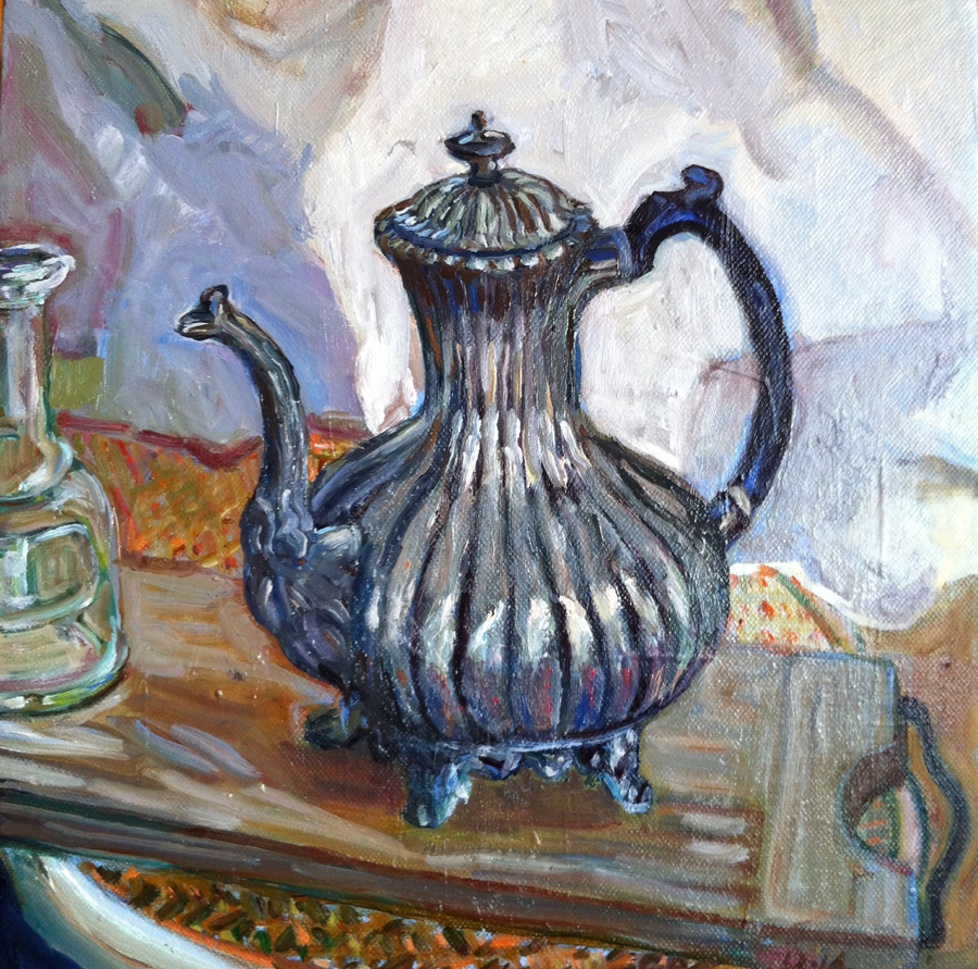 French Coffee Pot 2014 oil on canvas 30 x 30cms (unframed) $500