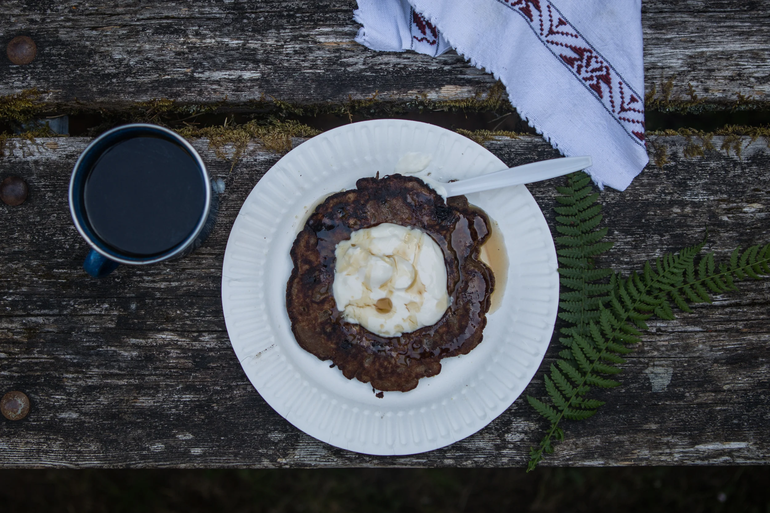 My mom's infamous camping pancake recipe. Yes, that's yogurt on top. Yes, you would love it.