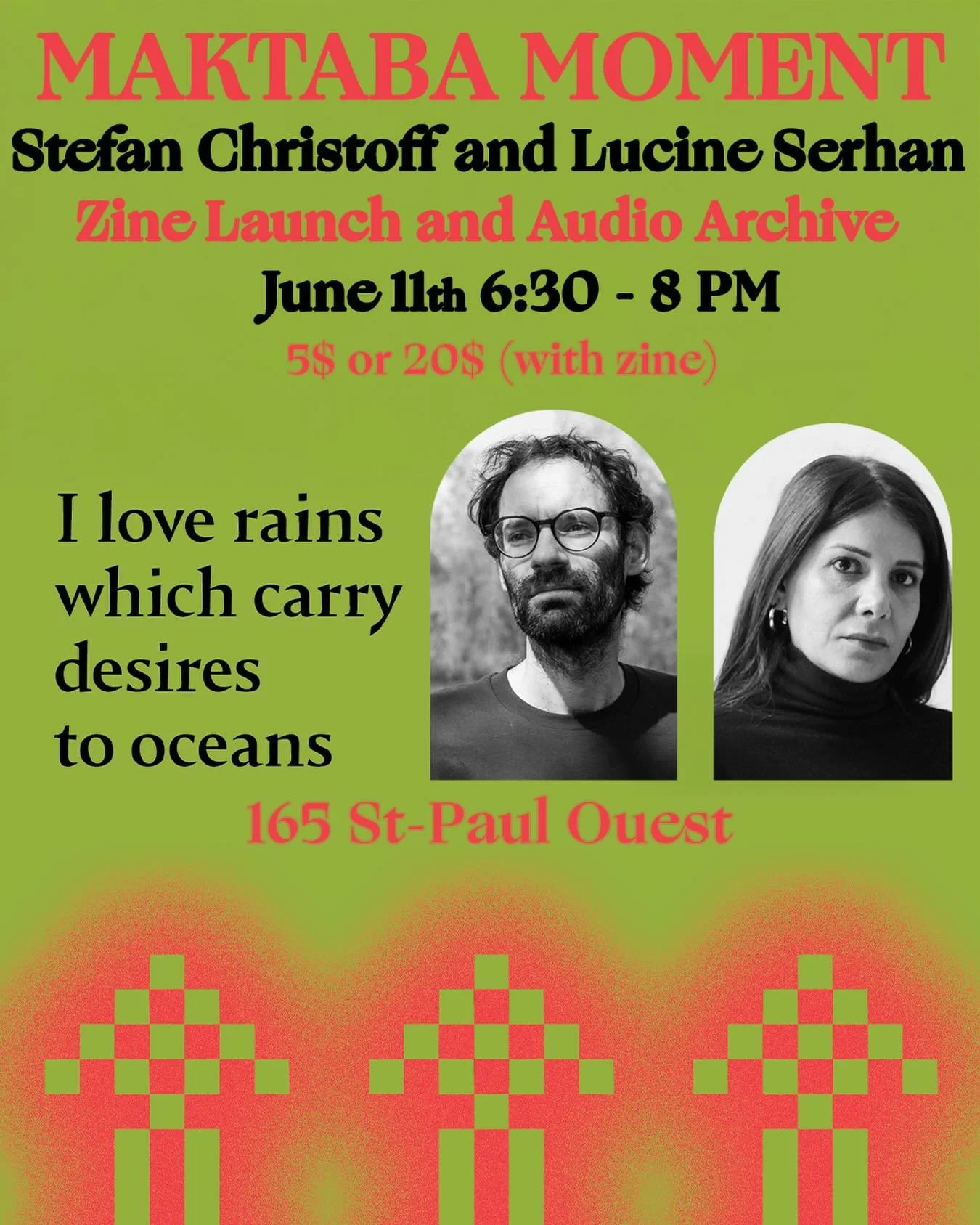 MAKTABA MOMENT
Thursday June 11th 2026 - 630 to 8 PM
Zine Launch and Audio Archive w/
@spirochristoff x @luceserhan 
5$  or 20$ with zine 
Link in bio 🟢🔴⚫️

This conversation will be moderated by filmmaker and author Diana Allan. This event offers 