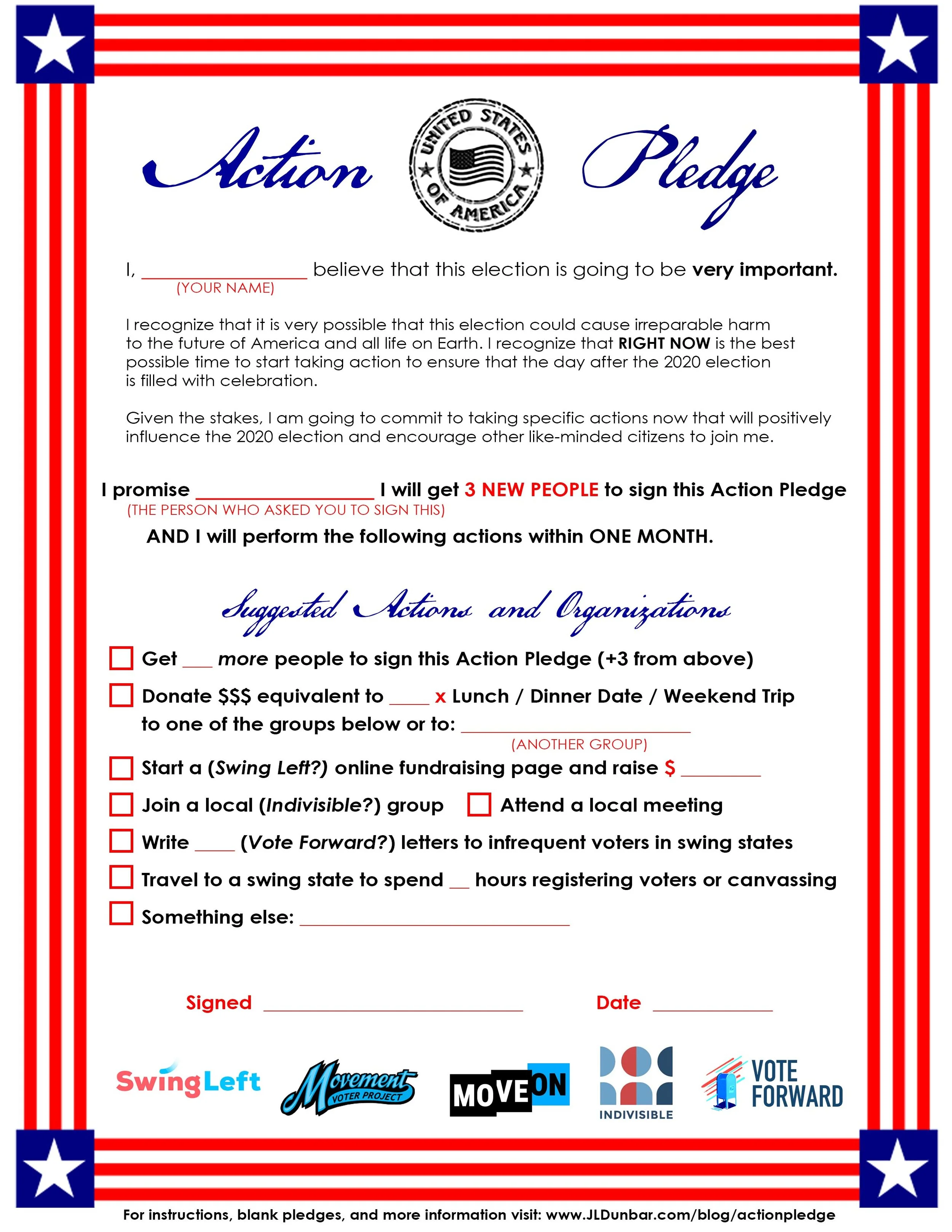 2020 US Election Action Pledge — James Lu Dunbar