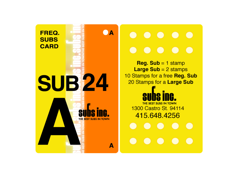 Subs inc. Loyalty Card