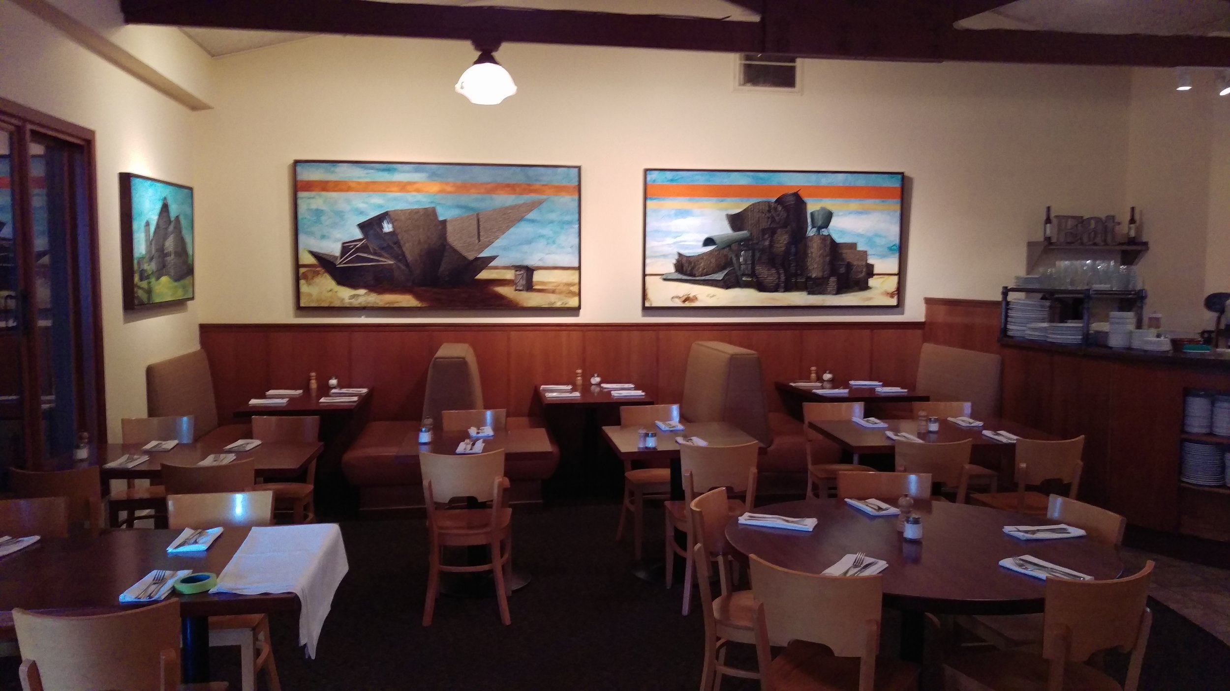 Deconstructivist Barnisms can be seen at Fume Bistro in Napa CA through the summer of 2017.