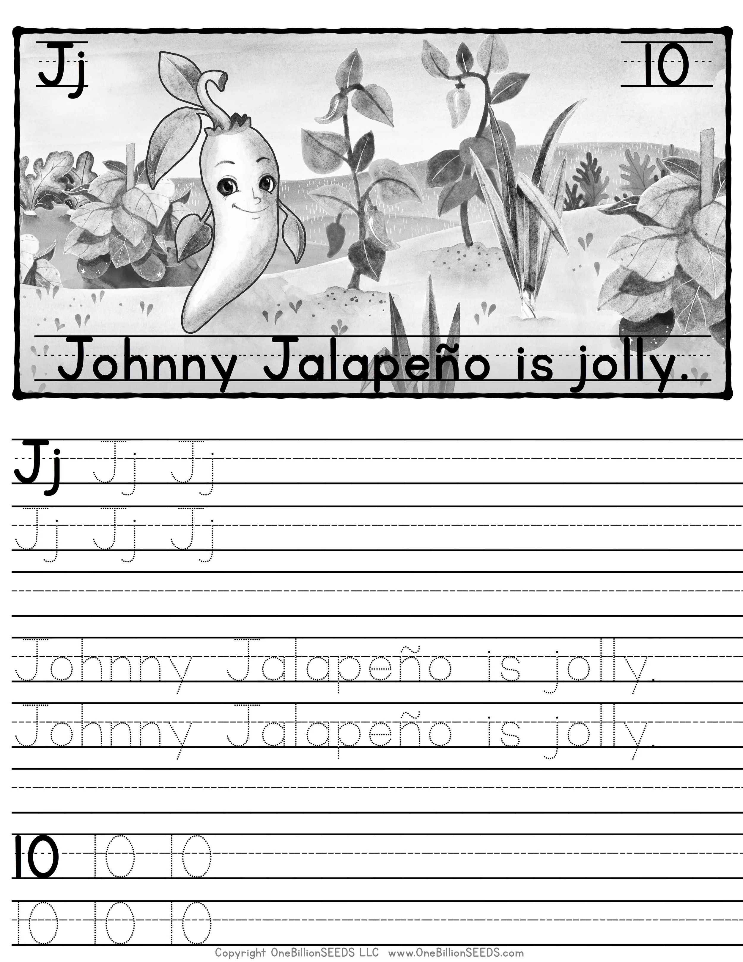 Jj#10-Writing Practice Page