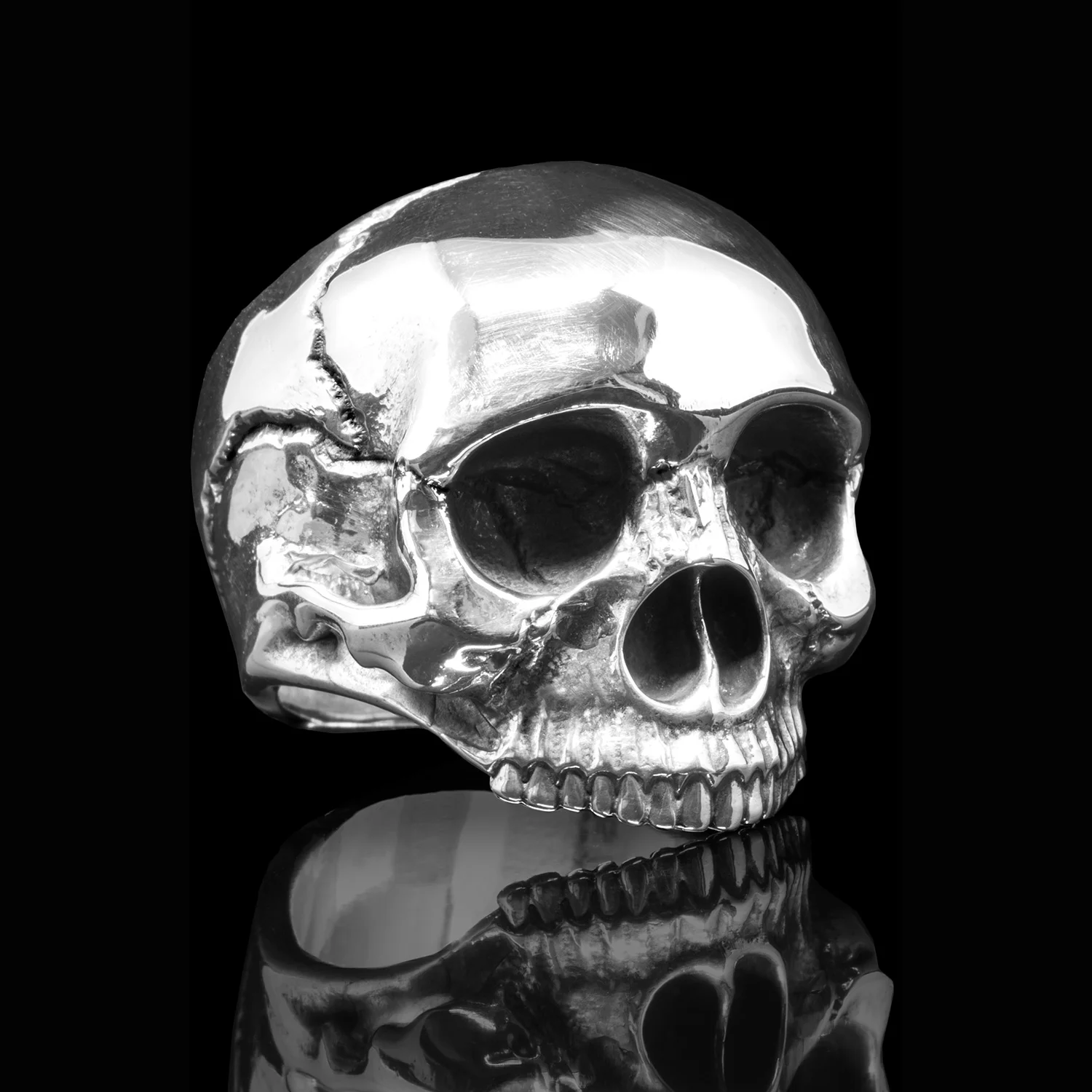 JIMI – An exact re-creation of Jimi Hendrix's skull.  Rock and roll’s best handmade skull rings and silver skull jewelry.