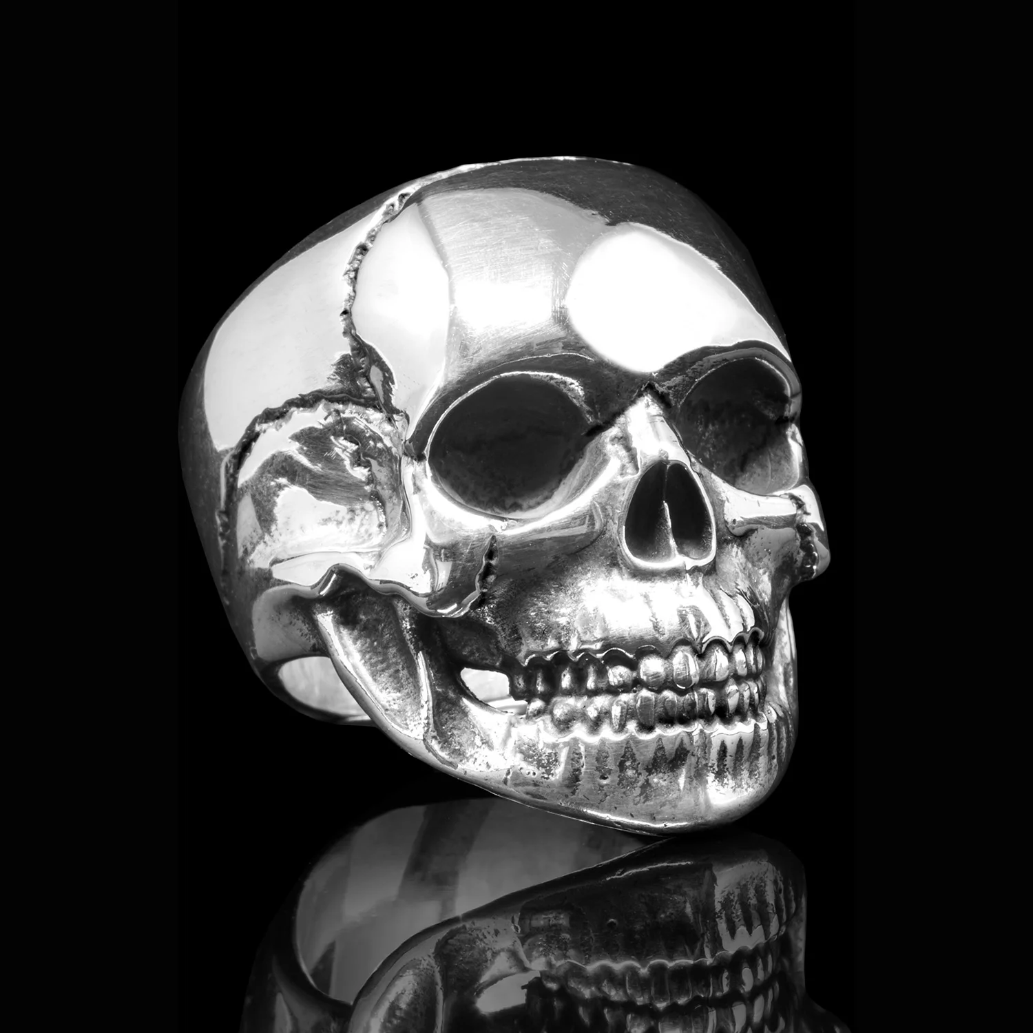 MOON THE LOON RELIC SERIES - An Artisan Handmade Silver Skull Ring inspired by Keith Moon.  Rock and roll’s best handmade skull rings and silver skull jewelry.