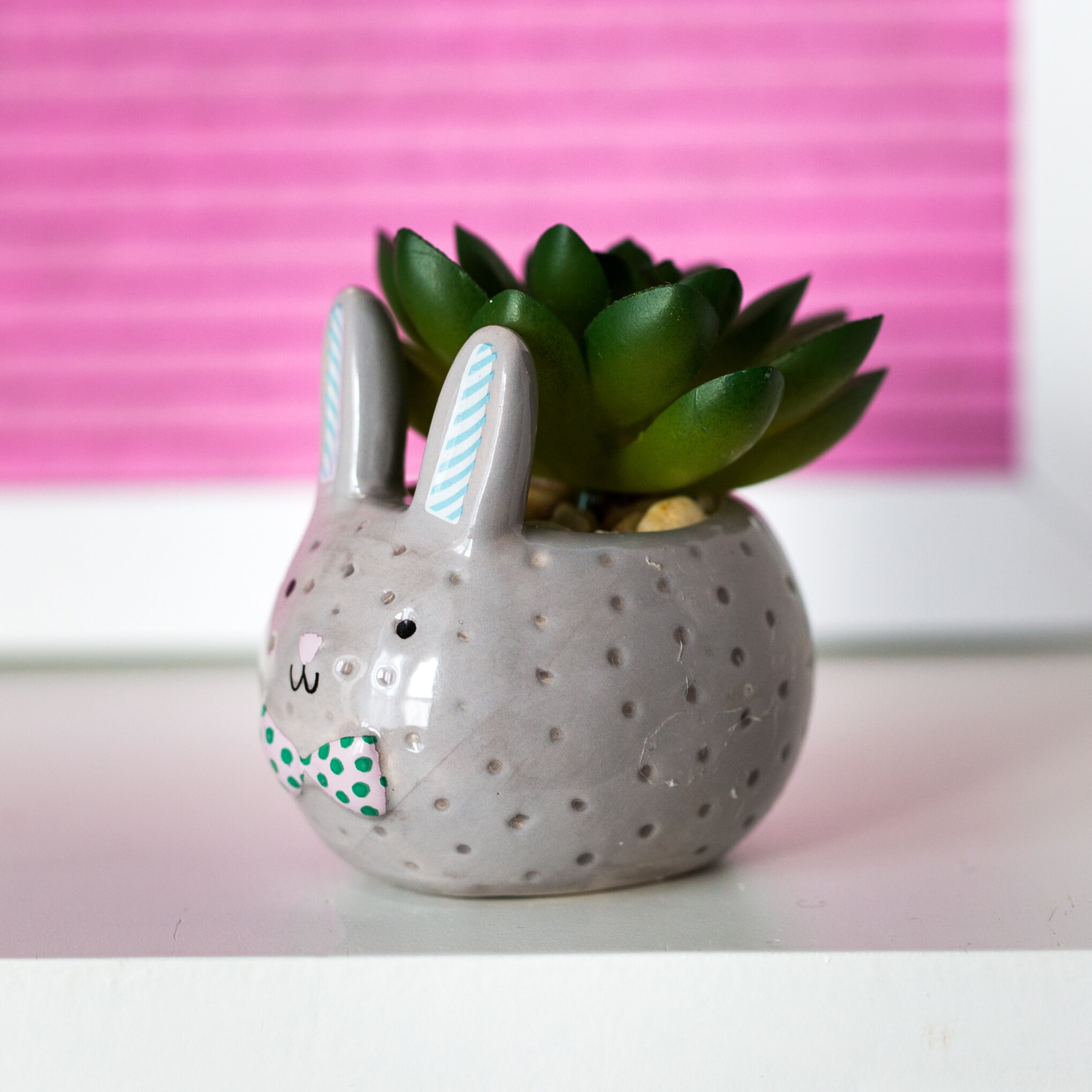 Sainsbury's - Ceramic Bunny Planter with Faux Succulent