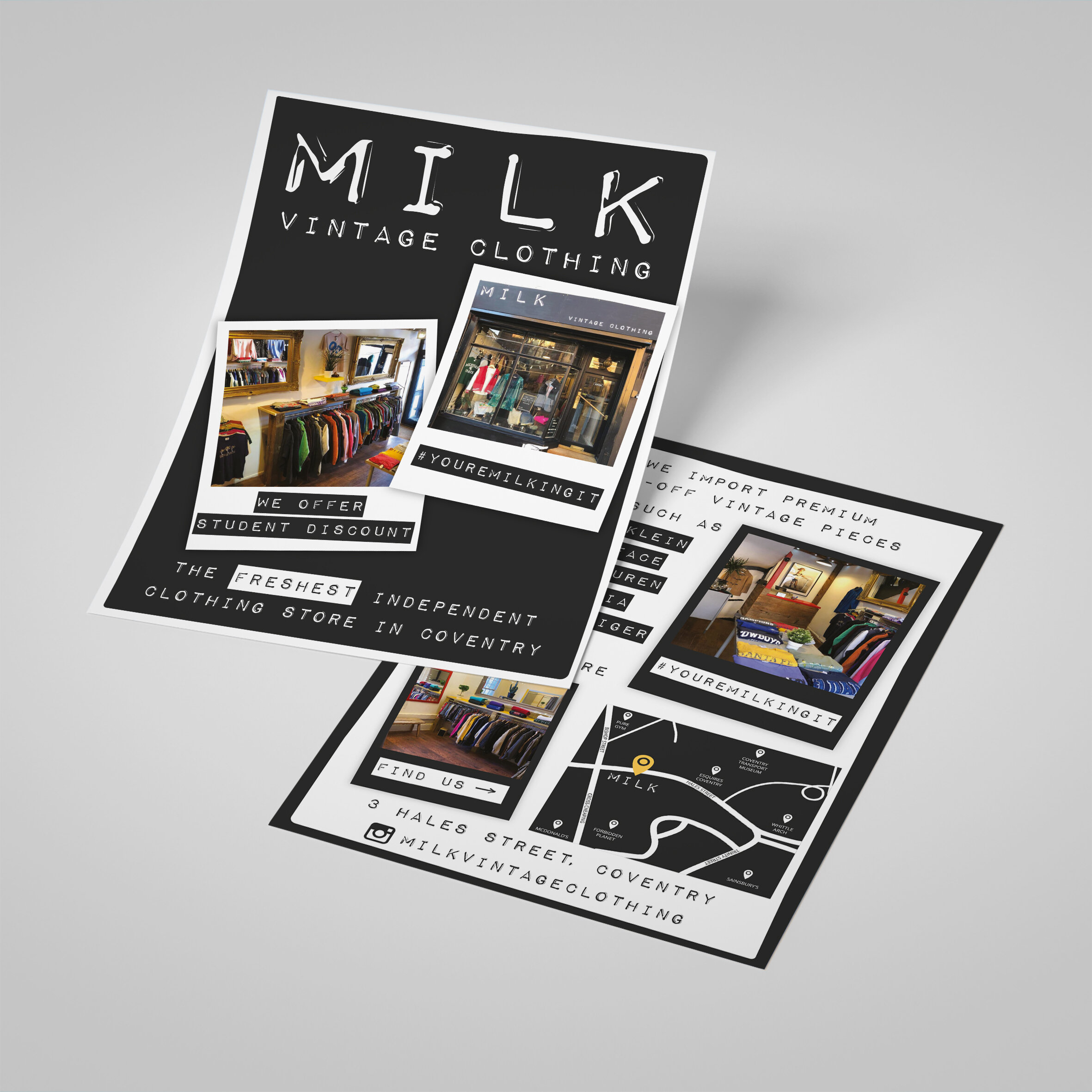 Zapped Marketing - Milk Vintage Clothing Flyer