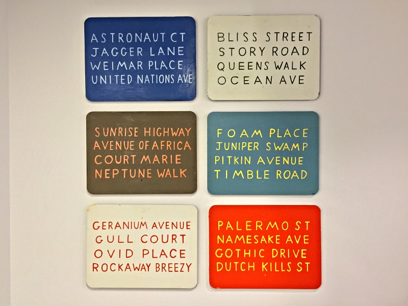 William Allen Queens' Street Names Oil Enamel on Steel Street Signs 18" x 24" 2012