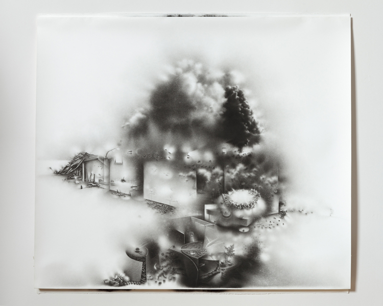  Charlotte Schulz The Impossibility of Keeping Borders Charcoal on paper 19" x 90" x 3" 2011 