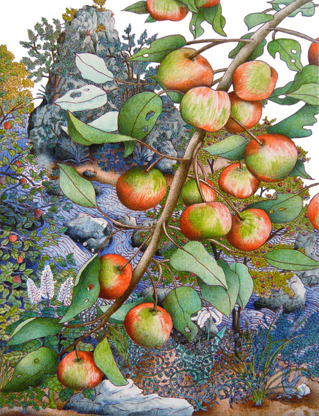  Michael Eade Wild Apple Branch Egg tempera on wood panel 12.5" x 9" 2010   