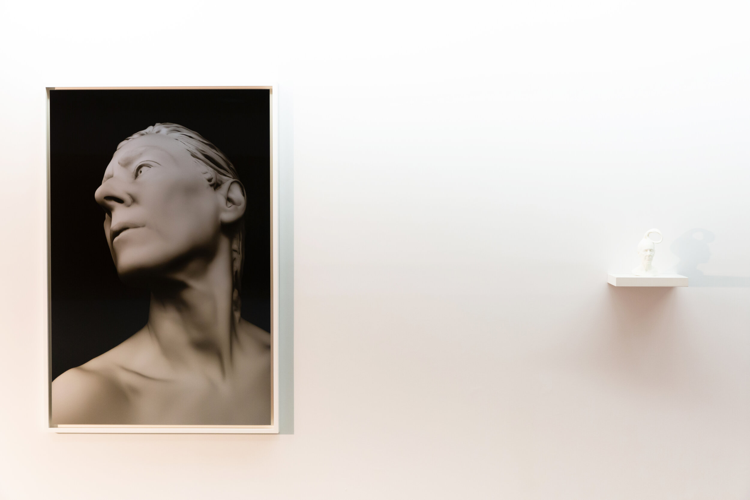  Susan Silas  L: AGING VENUS (cam_15), 2018 inkjet print on Slickrock Metallic Silver 300 gsm Moab paper R: Avatar (model for a bronze sculpture), 2019  sintered polyester 