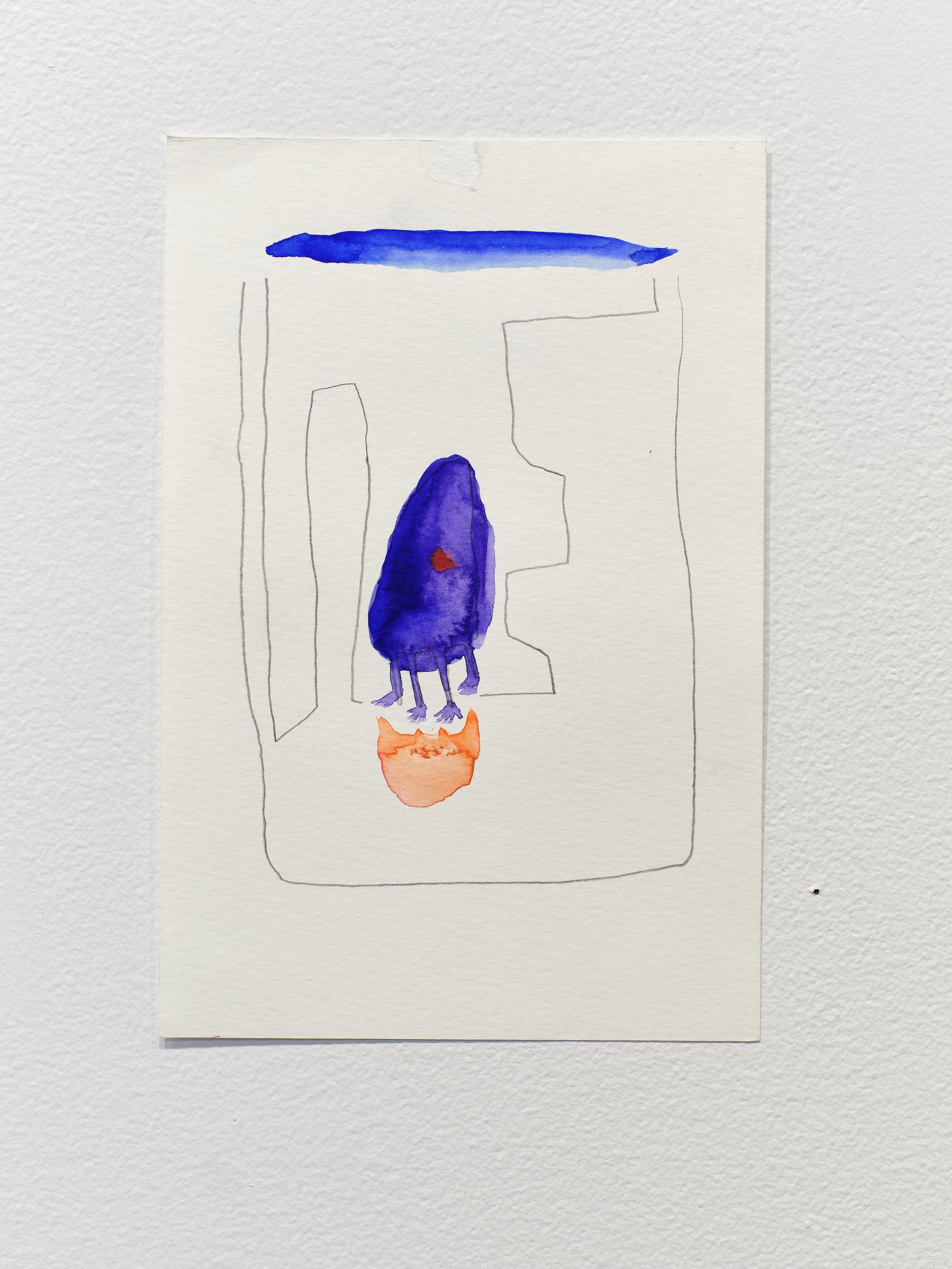 Hawu Lim, 2714 Norris Avenue-53 (Purple Chair) , 2020, Graphite and watercolor on paper, 7.7 x 5 inches