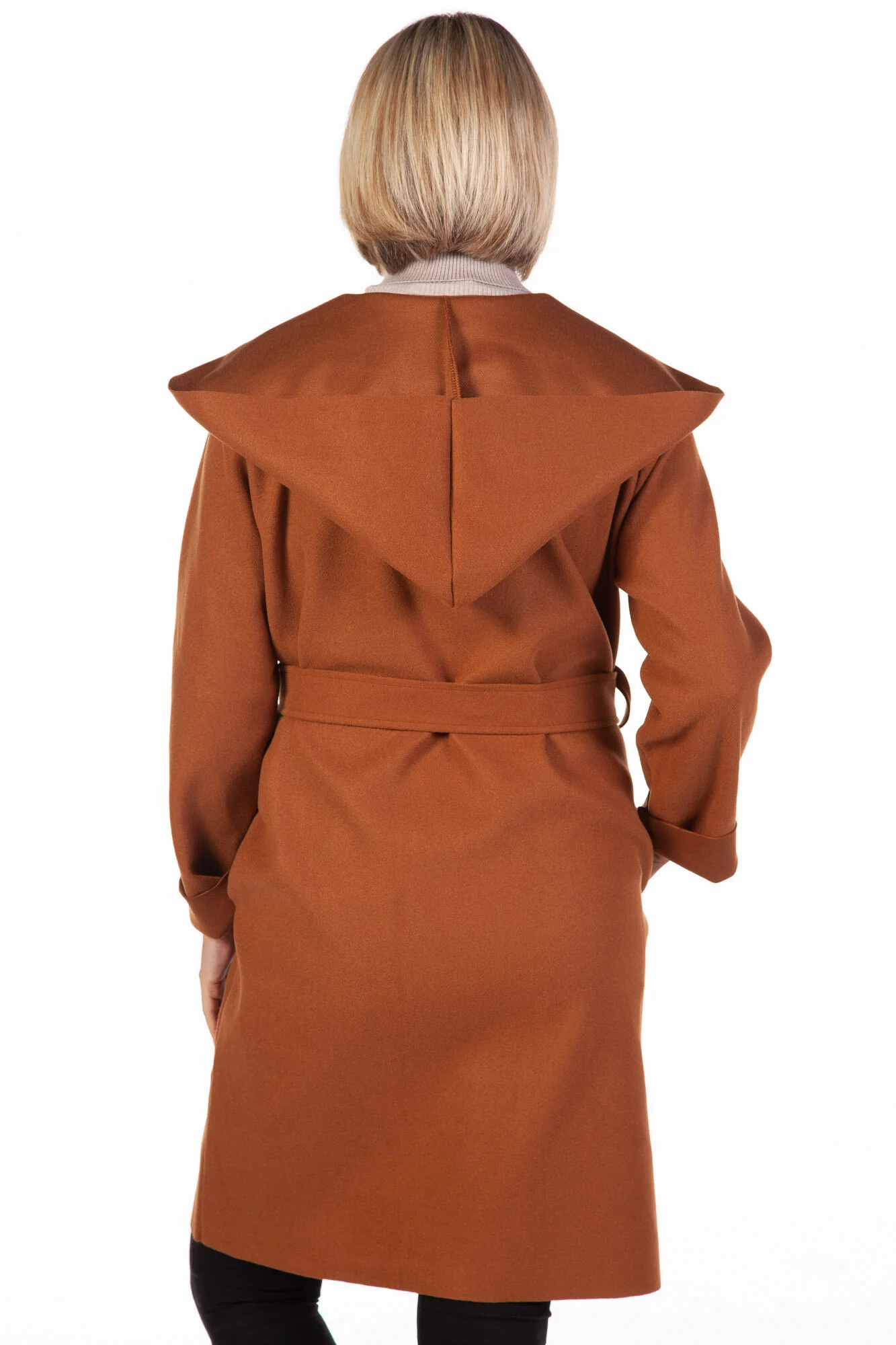 belted tan coat