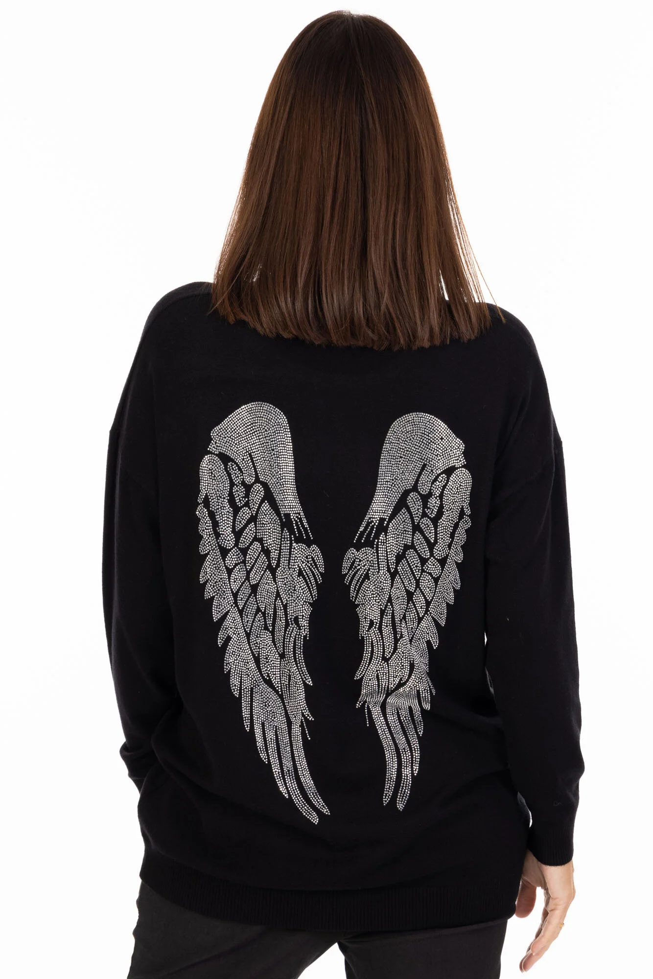 angel wing fine knit sweater black 