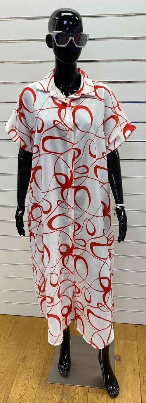 Swirl front shirt dress red  Fizz Fashion